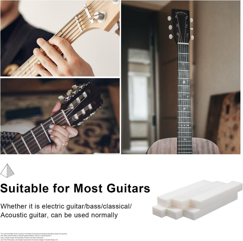 MAXCHEER 6 String Acoustic Guitar Bone Bridge Saddle and Nut Made of Real Bone with 2pcs Sandpaper (6Pcs Nut) - Image 5